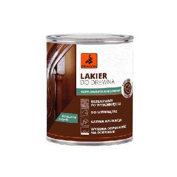Akrilo-Poliuretano Lakas Medienai bespalvis švelnus blizgesys 750ml Dragon