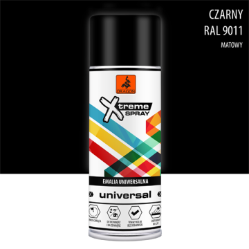 Universalus Emalio Purškiklis czarny RAL 9011 400ml Dragon
