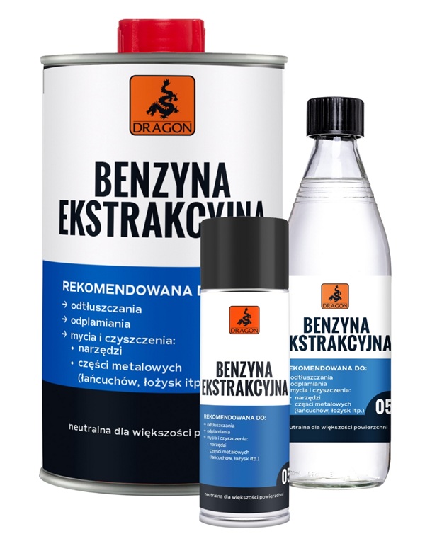 Rozpuszczalniki Dragon: benzyna ekstrakcyjna – preparaty do czyszczenia i rozcieńczania
